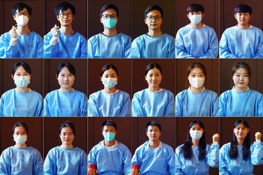 Junge Freiwillige für Kampf gegen Covid-19-Epidemie in Wohnvierteln in Nanchang (Provinz Jiangxi)
