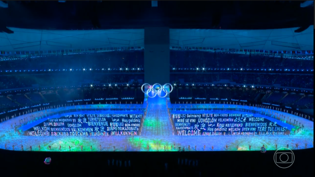 A Rede Globo emitiu reportagem sobre a cerimônia de abertura dos Jogos Olímpicos de Inverno de Beijing